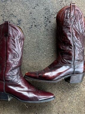 Dan Post Burgundy Leather Cowboy Boots